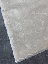 Mul chanderi applique work saree  MSH115 - Offwhite