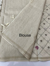 Blended soft tussar silk saree MS90577- Beige