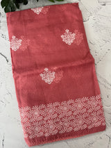 Soft kota checks saree with embroidery - MS7676 Peach