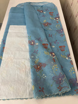 Crush Organza saree with embroidery work MBS699 Blue