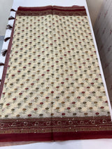 Semi Chanderi saree with hand kanta embroidery MS9899