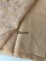 Tissue chanderi saree with applique work MSH699 - Peach