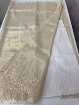 Tissue Organza silk saree with embroidery borders PNCK34 ChampagneGold