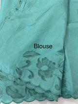 Semi silk saree with applique borders MSH231 BlueGreen