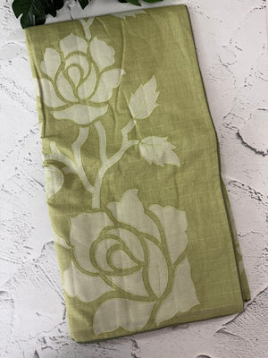Soft mul chanderi saree with applique work- MSH200 Dusky Green