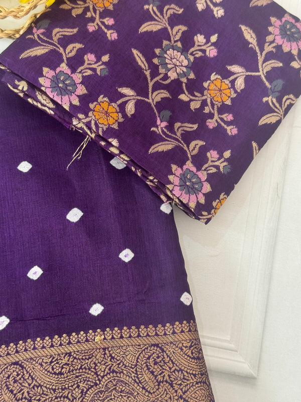 Soft dola silk saree with brocade banarasi  blouse MDLS212- Purple
