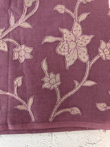 Mul chanderi tissue applique saree MSH150- DuskyWine