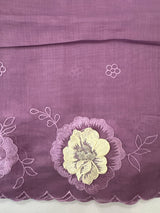 Unstitched Malai chanderi suit set with applique work- MK157 Purple