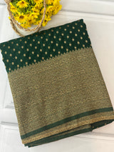 Semi banarasi Khaddi Georgette saree - MS1498 BottleGreen