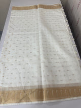 Semi linen saree with zari buttas - MOS124