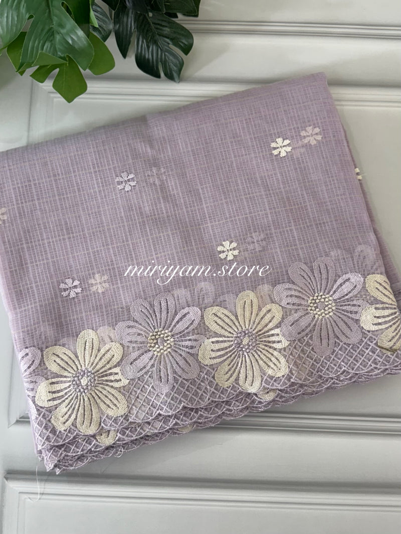 Kota saree with embriodery work MKAS38 Lavender