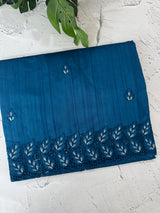 Semi tussar saree with cutwork MSHK566 Teal