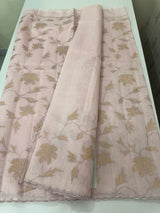 Mul chanderi tissue applique work saree  MSH185 - PastelPink
