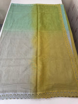 Rainbow Mul chanderi saree with lace borders- MSF9054