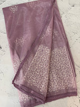 Glass tissue organza saree with embroidery MSF122 Lilac