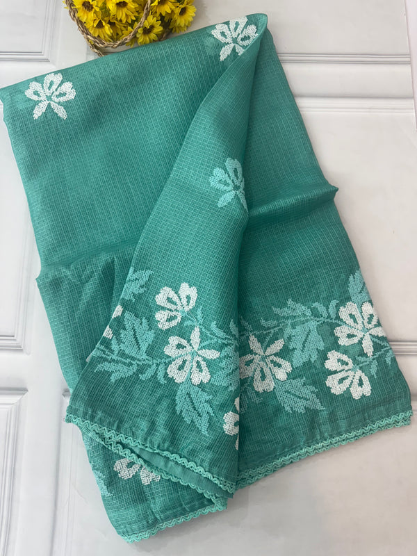 Soft kota checks saree with embroidery MSKC352