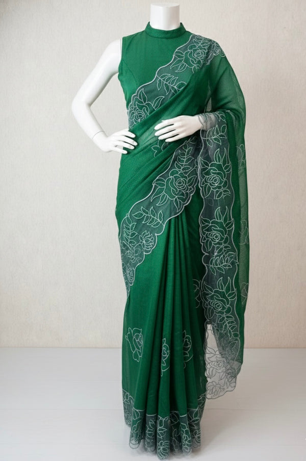 NetKota Applique work saree  MSH110- Green