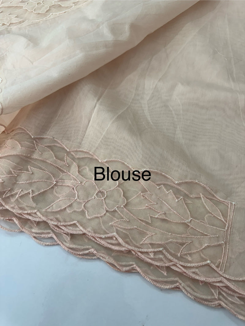 Mul chanderi saree with applique borders MSH111 PastelPeach