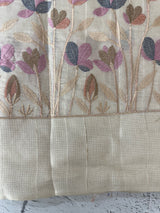 Blended tussar saree with embriodery - MS8665 Cream