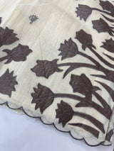 Jute Linen Applique work saree  -MSH128 Offwhite to DarkGrey