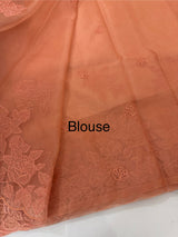 Soft organza saree with applique work - MCW225 Peach