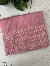 Glassy tissue organza saree with embroidery FKSF133- PastelPink