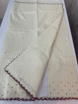 Mul Chanderi Tissue silk saree with foil work & scalloped borders - MNM249