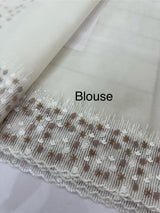 Organza saree with embroidery borders - MSH907 White