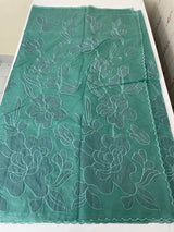 Semi organza saree with appliqué work - MSH906 TealGreen