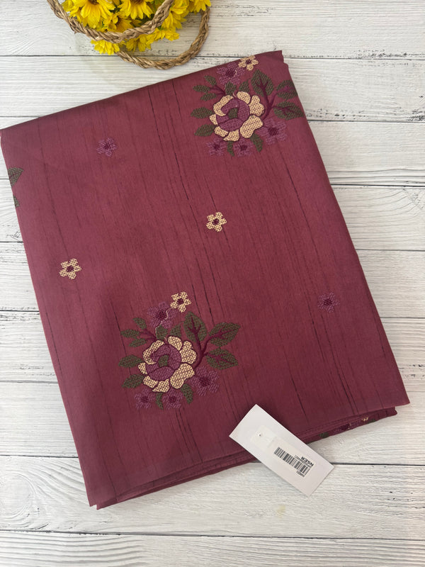 Blended matka tussar silk saree with embroidery - MS90654 Burgundy