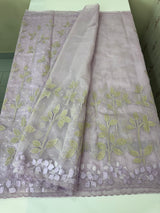 Premium Organza saree with tissue appliqué work - MMG310- Lavender