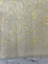 Moonga checks saree with Applique work  MSK766(1) -Ivory