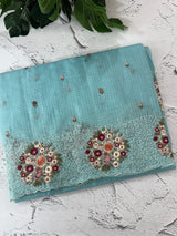 Silky kota embroidery saree MS5407 - Blue