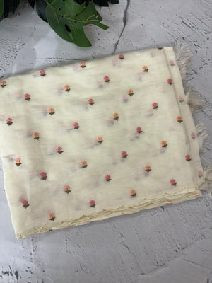 Malai chanderi saree with thread work MSM4569 Offwhite