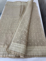 Tissue Organza saree with thread work - MS14798 Beige
