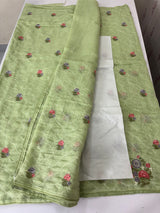 Semi linen saree with embroidery- MS15167