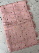 Malai chanderi saree with thread work MSM4569 PastelPink