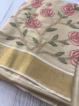Kerala tissue saree with kanta embriodery