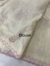 Mul chanderi tissue applique work saree MSH177