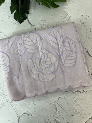 Jute linen saree with applique work MSH152 Lavender