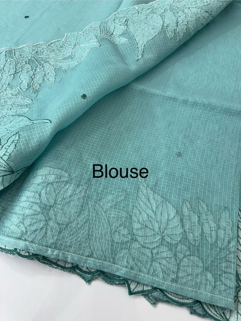 Soft kota silk saree with embriodery MS15031- LightBlue
