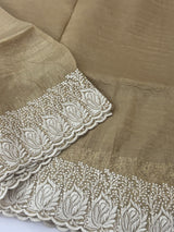 Crush Organza embroidery saree MS9739 Beige