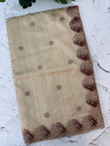 Cutwork Blended tussar saree MTS610 - Chiku