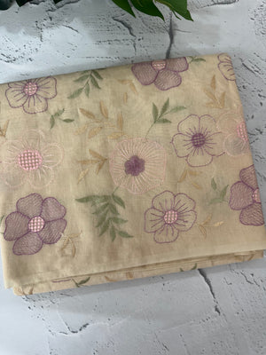 Mul chanderi saree with embroidery - MS14899 Beige