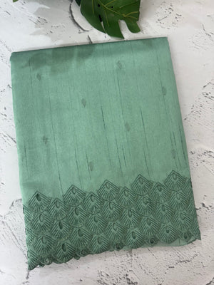 Crushed Matka Blended Tussar silk saree with cutwork borders MS4890 Green