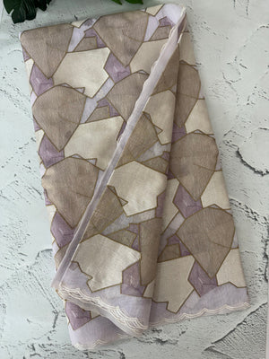 Jute Linen saree with thread work MSH206 Lavender