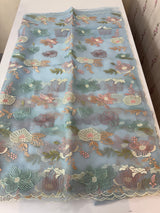Organza saree with embroidery - MOS390 IceBlue