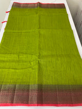 Jute silk sarees with contrast pallu & blouse MJL396