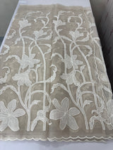 Semi organza saree with appliqué work - MSH906 PastelBrown