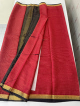 Crepe chiffon saree with small checks zari weaving  MS81890